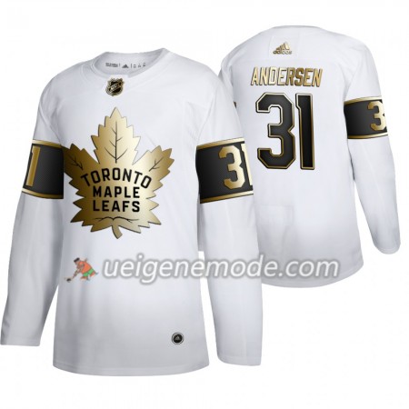 Herren Eishockey Toronto Maple Leafs Trikot Frederik Andersen 31 Adidas 2019-2020 Golden Edition Weiß Authentic